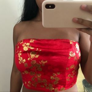 ❥☆ chinese print tube top ❥☆